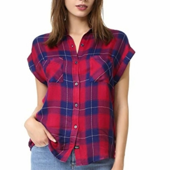 Rails Tops - Rails Red Plaid Short Sleeve Button Down Small